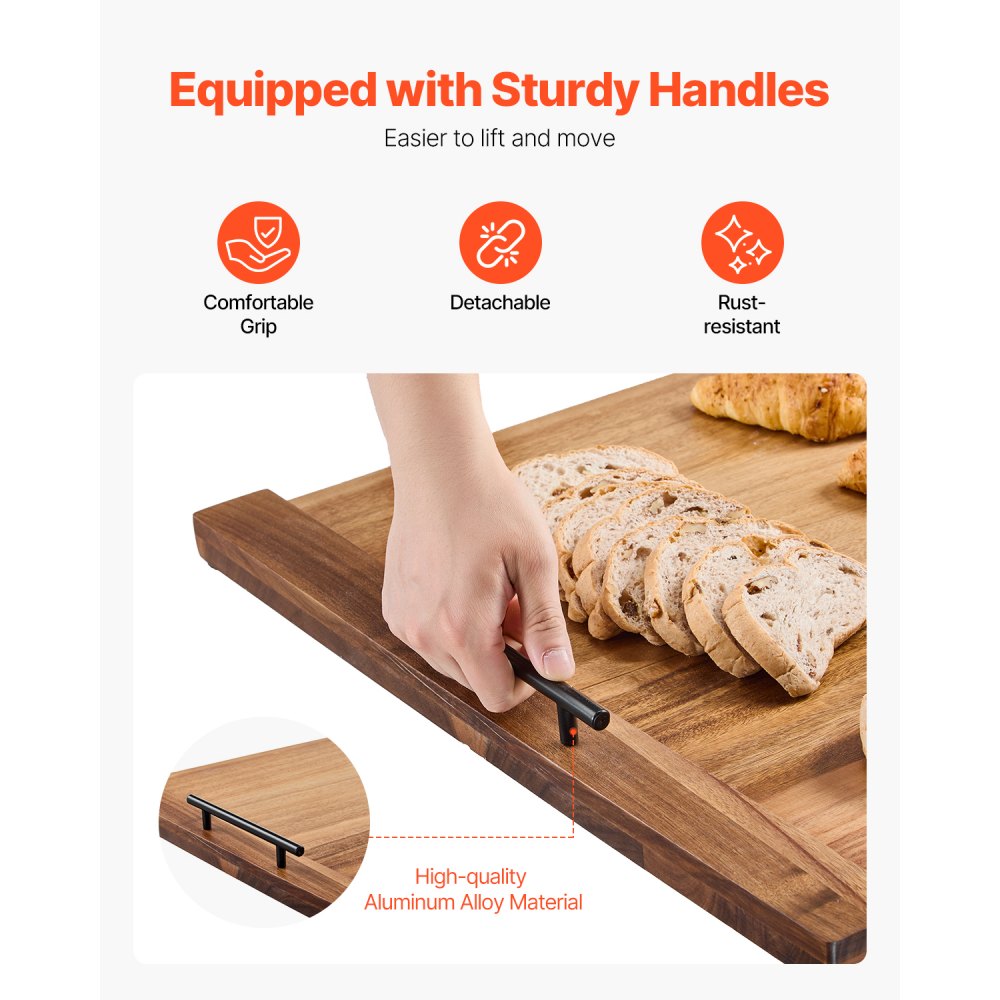 VEVOR Noodle Board Stove Cover, Stove Top Cover Board for Gas Burner & Electric Stove, Acacia Wood Cutting Board with Handles, RV Stovetop Cover/ Kitchen Sink Cover for Counter Space & Tray, Natural