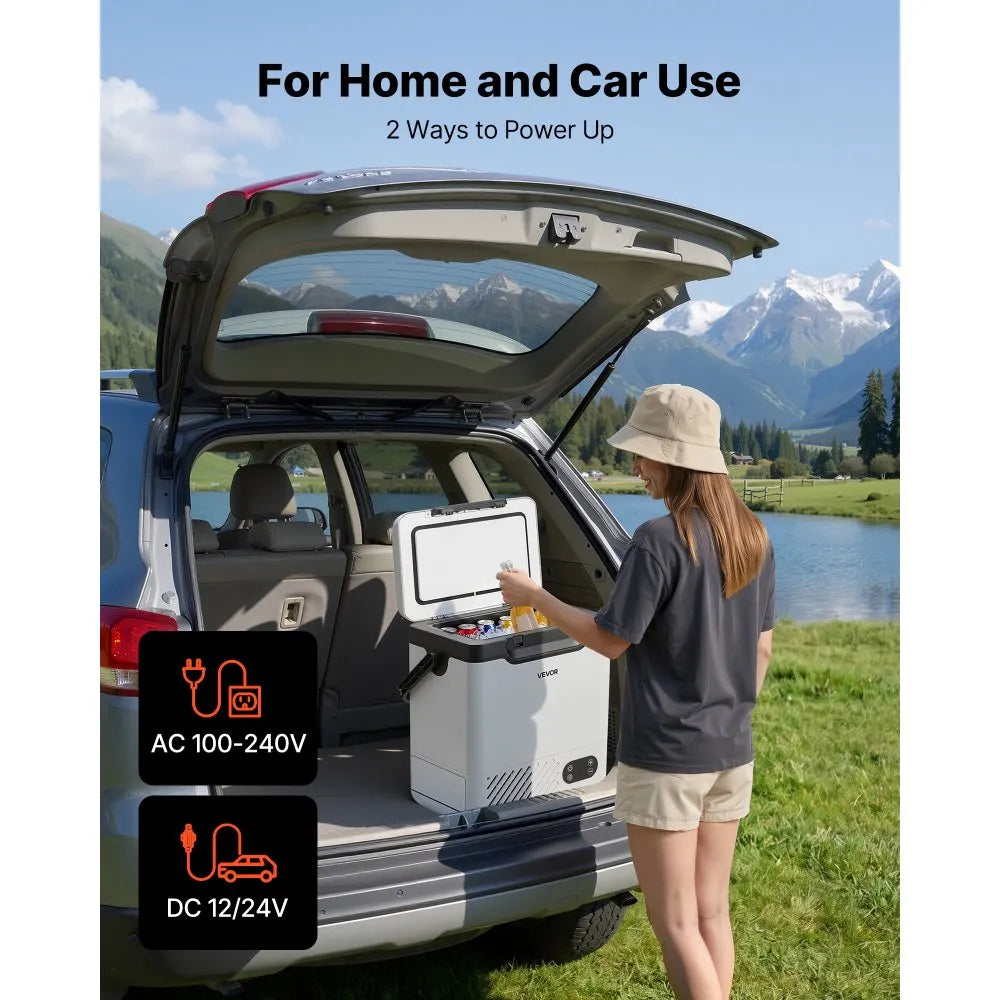 VEVOR 12 Volt Refrigerator, 12.68 QT/ 12L Car Fridge, Portable Electric Freezer Compressor with Handle, 12V/24V DC 100-240V AC, -4°F to 68℉/-20℃ to 20℃, for Truck Van RV SUV Boat Travel Camping