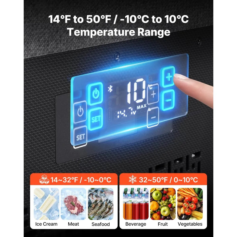 VEVOR 12 Volt Refrigerator, 21.1 QT/ 20L Car Fridge, Portable Ultra-Light EPP Freezer, APP Control Electric Compressor, 12V/24V DC, 14℉ to 50℉, for Truck Van RV SUV Boat Travel Camping