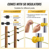 VEVOR Electric Fence Wire, 1640Ft 500M Portable Polywire, 1/8" Diameter 6 Stainless Steel Strands, Fencing Rope Line with 25 Fence Insulators and 25 T-post Insulators, for Horse, Cattle, Livestock