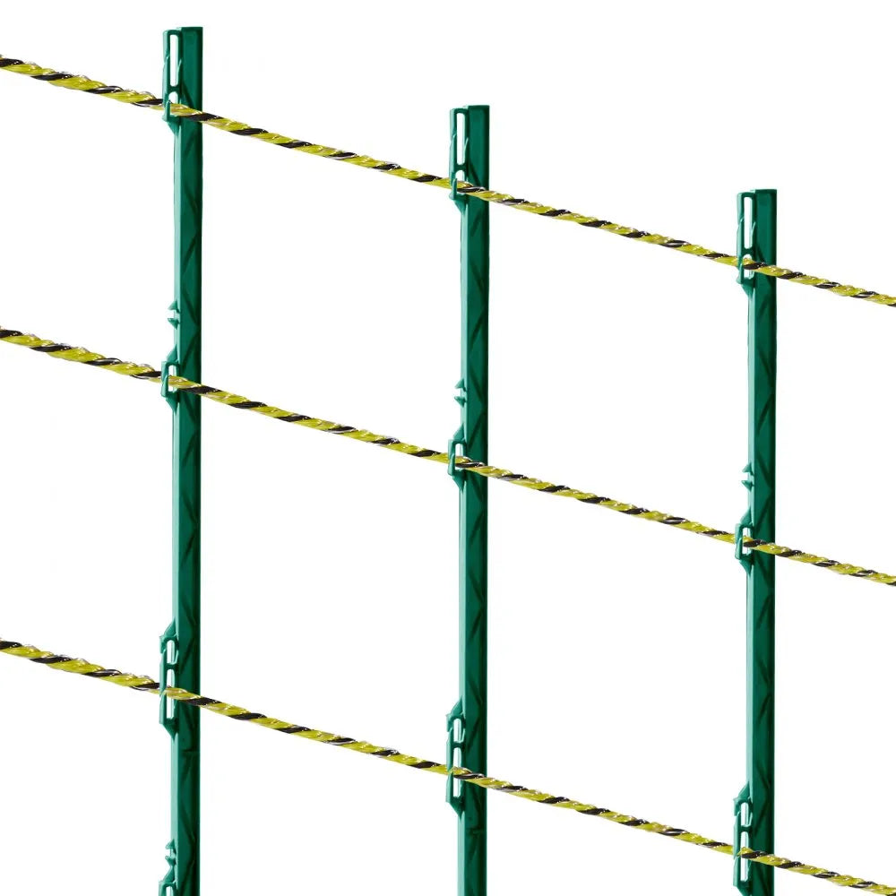 VEVOR Electric Fence Wire, 1640Ft 500M Portable Polywire, 1/8" Diameter 6 Stainless Steel Strands, Fencing Rope Line with 25 Fence Insulators and 25 T-post Insulators, for Horse, Cattle, Livestock