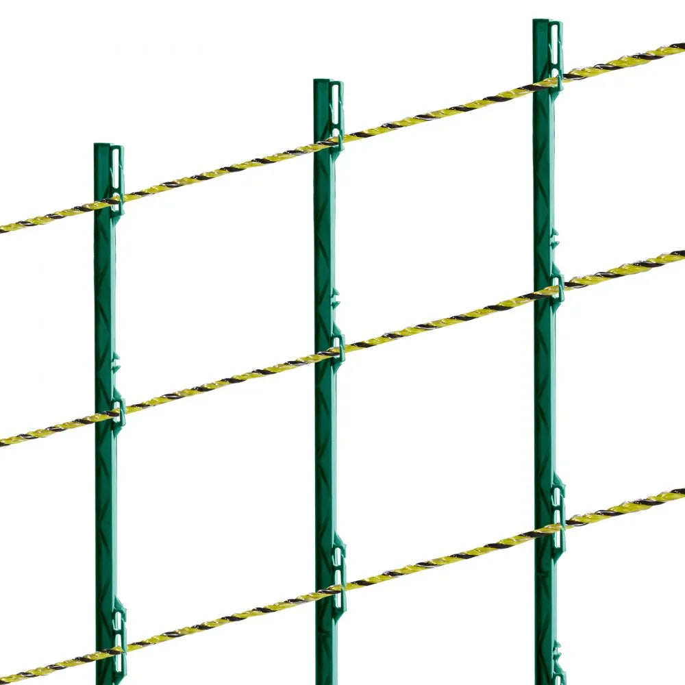 VEVOR Electric Fence Wire, 1640Ft 500M Portable Polywire, 1/8" Diameter 6 Stainless Steel Strands, Fencing Rope Line with 25 Fence Insulators and 25 T-post Insulators, for Horse, Cattle, Livestock