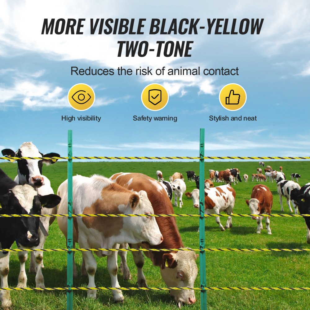 VEVOR Electric Fence Wire, 3366Ft 1026M Portable Polywire, 1/8" Diameter 6 Stainless Steel Strands for Reliable Conductivity and UV, Rust Resistance, Fencing Rope Line for Horse, Cattle, Livestock