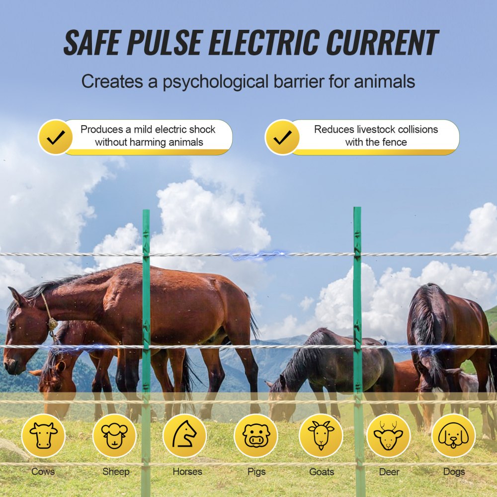 VEVOR Electric Fence Wire, 656Ft 200M Portable Polywire, 1/4" Diameter 6 Stainless Steel Strands for Reliable Conductivity and UV, Rust Resistance, Fencing Rope Line for Horse, Cattle, Livestock