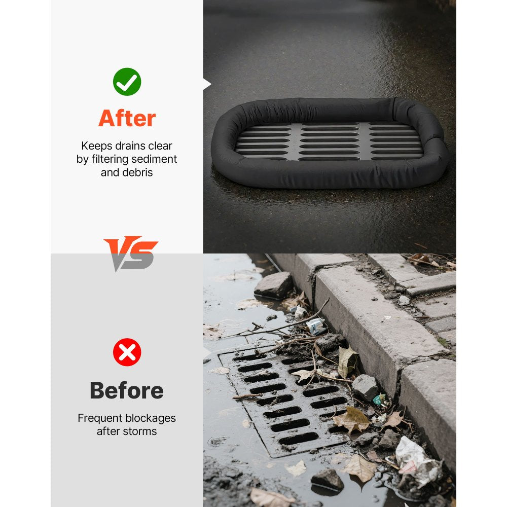 VEVOR Sediment Filter Sock, Dia. 5 in x 10 ft L Coverage, Erosion Control Socks with Polypropylene Filler, Flexible & Efficient Silt Fence Socks for Storm-Water Management, Drainage Protection