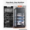 VEVOR 12U Network Rack 10.2 Inch Depth Open Frame Server Rack Vented Shelf, for 10 Inch Network IT Equipment A/V Devices, Supports Up to 200 lbs, with Side Translucent Panels & 2 Top Handles, SBC Tray