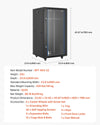 VEVOR 22U network cabinet wall mount server rack enclosure - dimensions and specifications graphic