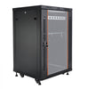 VEVOR 18U Network Cabinet Server Rack, Built-In PDU, 2 Fans, LED Light, for 19" IT Equipment A/V Devices, 23.6" Depth (18" Installation), 660 lbs Max, Lockable Door with Casters Temperature Display