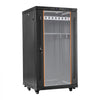 VEVOR 22U Network Cabinet Server Rack, Built-In PDU, 2 Fans, LED Light, for 19" IT Equipment A/V Devices, 23.6" Depth (18" Installation), 660 lbs Max, Lockable Door with Casters Temperature Display
