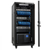 VEVOR 27U Network Cabinet Server Rack, Built-In PDU, 4 Fans, LED Light, for 19" IT Equipment A/V Devices, 23.6" Depth (18" Installation), 1800lbs Max, Lockable Door with Casters Temperature Display