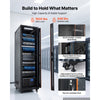 VEVOR 42U Network Cabinet Server Rack, Built-In PDU, 4 Fans, LED Light, for 19" IT Equipment A/V Devices, 23.6" Depth (18" Installation), 1800lbs Max, Lockable Door with Casters Temperature Display