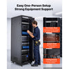 VEVOR 42U Network Cabinet Server Rack, Built-In PDU, 4 Fans, LED Light, for 19" IT Equipment A/V Devices, 23.6" Depth (18" Installation), 1800lbs Max, Lockable Door with Casters Temperature Display