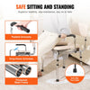 VEVOR Commode Chair, Bedside Commode with Padded Seat, Drop-Down Arms, 7-Level Adjustable Height, 5.8L Removable Bucket, Easy to Assemble, 350LBS Capacity, Portable Toilet for Adults Seniors
