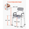 VEVOR Bedside Commode Chair, 500 lbs Capacity, 4-in-1 Portable Toilet and Raised Toilet Seat with Padded Seat & Backrest, Detachable 5L Bucket, Adjustable Height & Width Adult Potty Chair for Seniors