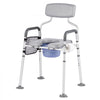 VEVOR Bedside Commode Chair, 500 lbs Capacity, 4-in-1 Portable Toilet and Raised Toilet Seat with Padded Seat & Backrest, Detachable 5L Bucket, Adjustable Height & Width Adult Potty Chair for Seniors