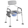 VEVOR Bedside Commode Chair, 500 lbs Capacity, 4-in-1 Portable Toilet and Raised Toilet Seat with Padded Seat & Backrest, Detachable 5L Bucket, Adjustable Height & Width Adult Potty Chair for Seniors