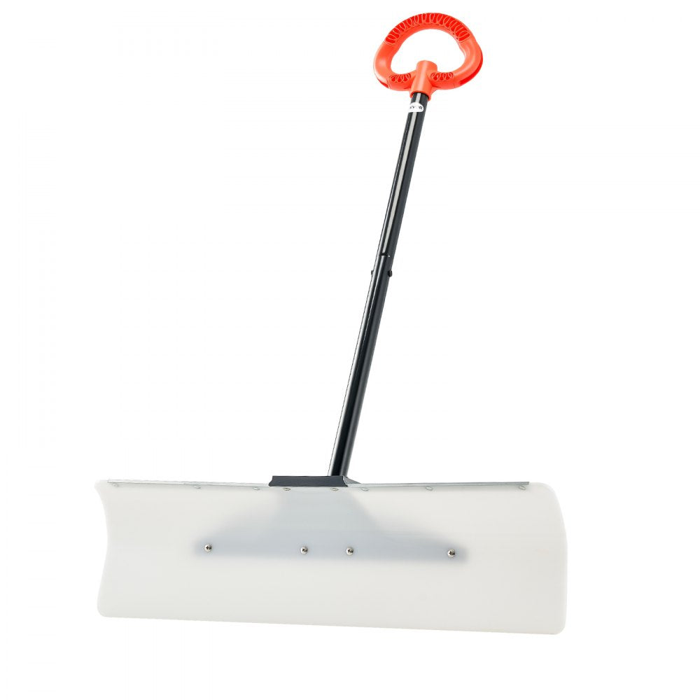 VEVOR Snow Pusher Shovel, 30 in Outdoor Snowplow Shovel with Ergonomic Grip, HDPE Plastic Blade, Winter Shovels with Segmented Handle, Metal Edged Strip, Portable Snow Removal Tool for Driveway Garden
