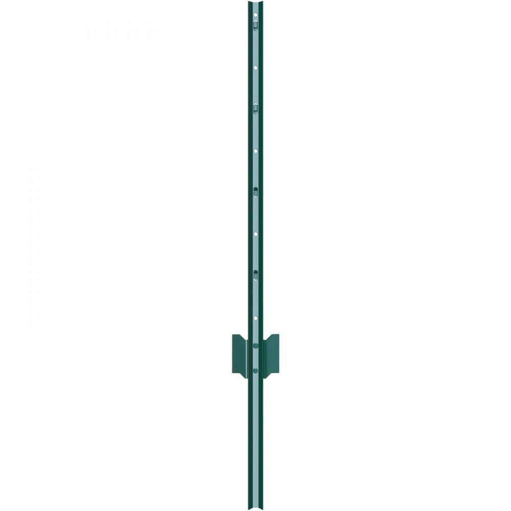 VEVOR 3 Feet Fence Post, 10 Pack U-Channel Heavy Duty Metal Fence Posts, Sturdy Steel Fence Stakes for Garden Yard, Lawn, Farms and Outdoor Wire Fencing, Green
