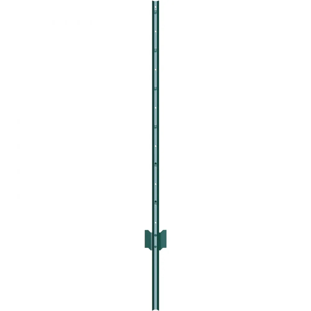 VEVOR 4 Feet Fence Post, 10 Pack U-Channel Heavy Duty Metal Fence Posts, Sturdy Steel Fence Stakes for Garden Yard, Lawn, Farms and Outdoor Wire Fencing, Green