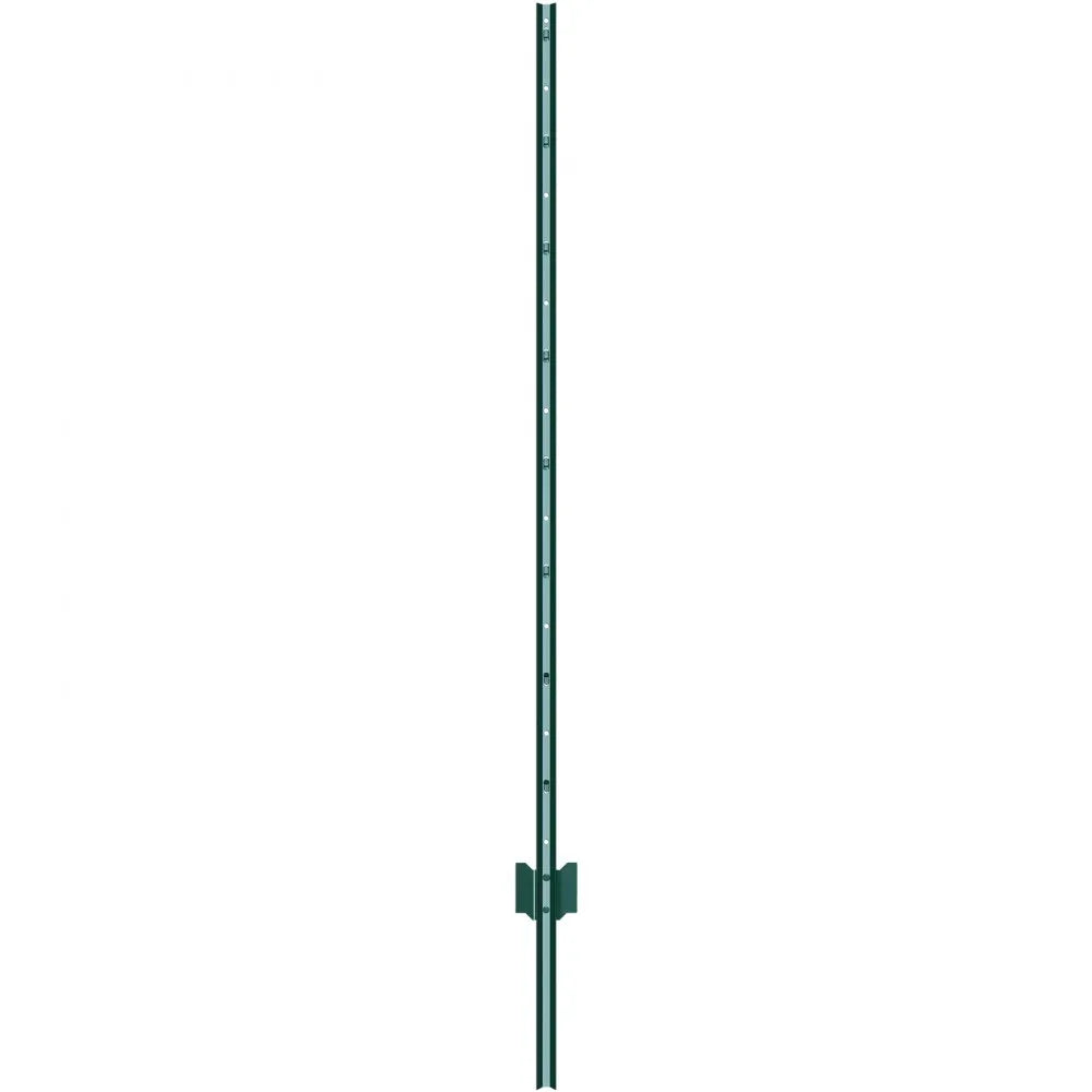 VEVOR 5 Feet Fence Post, 10 Pack U-Channel Heavy Duty Metal Fence Posts, Sturdy Steel Fence Stakes for Garden Yard, Lawn, Farms and Outdoor Wire Fencing, Green