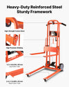VEVOR manual winch stacker heavy-duty reinforced steel sturdy framework callouts