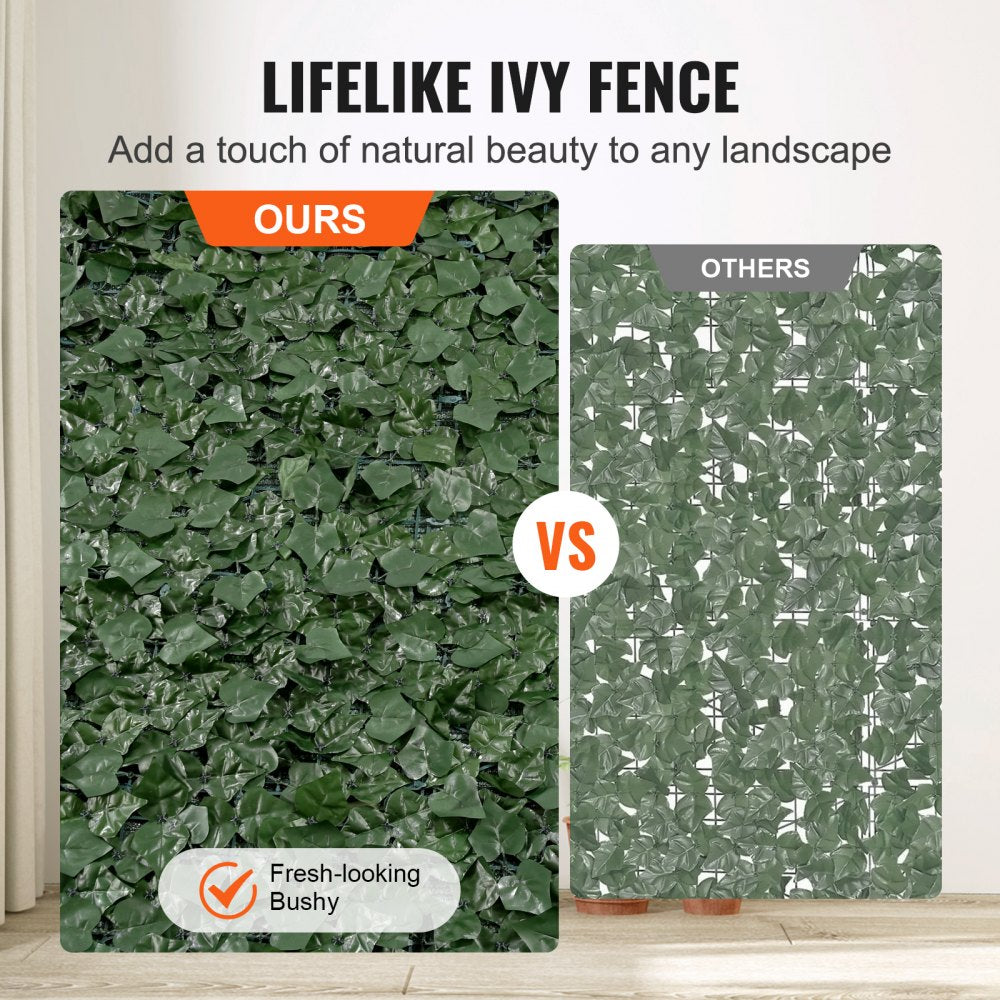 VEVOR Privacy Ivy Fence, 59 x 118in Artificial Green Wall Screen, Greenery Ivy Fence with Mesh Cloth Backing and Strengthened Joint, Faux Hedges Vine Leaf Decoration for Outdoor Garden, Yard, Balcony