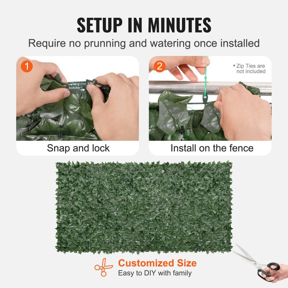 VEVOR Privacy Ivy Fence, 59 x 118in Artificial Green Wall Screen, Greenery Ivy Fence with Mesh Cloth Backing and Strengthened Joint, Faux Hedges Vine Leaf Decoration for Outdoor Garden, Yard, Balcony