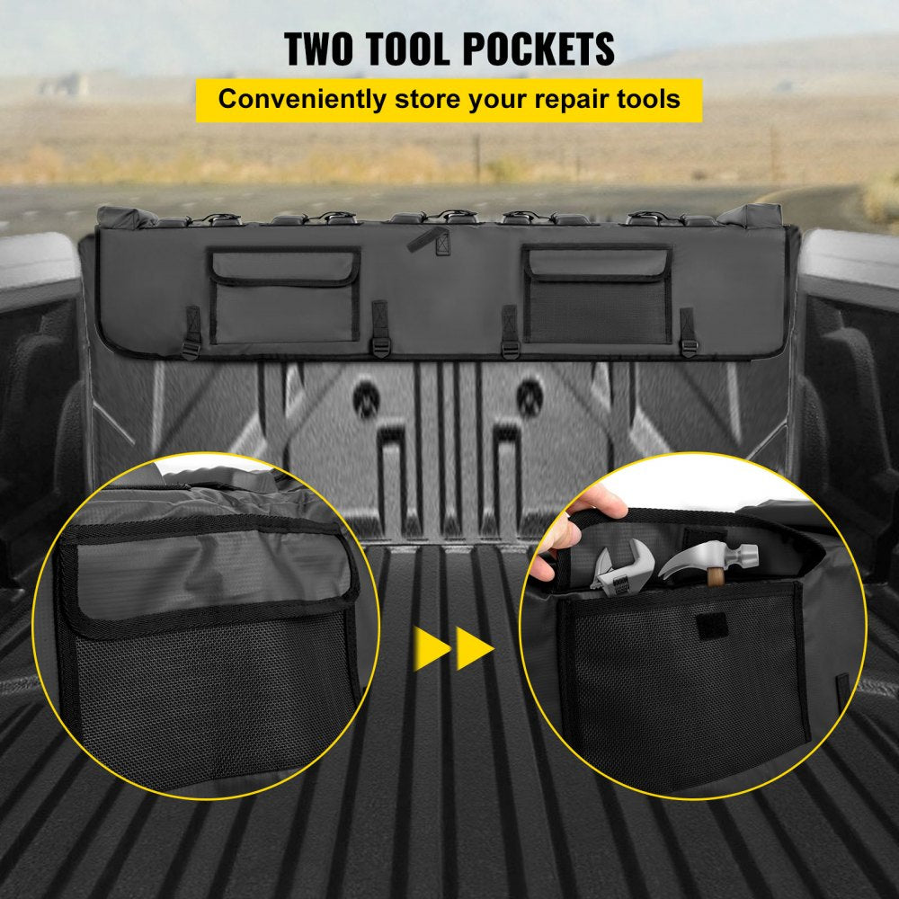 VEVOR Tailgate Pad, 54" Wide Pickup Truck Tailgate Bike Pad, Bike Tailgate Protection Cover Carries up to 5 Bikes, Truck Bed Bike Pad with PVC Outer Layer, Tool Pocket and Straps