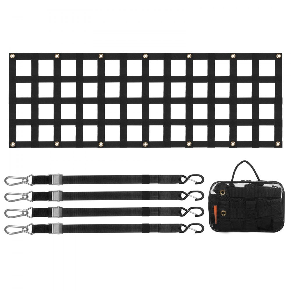 VEVOR Tailgate Net, 60 in x 18 in, Heavy Duty Cargo Net for Truck Bed with 4 Adjustable Telescopic Straps, Extendable & Durable, Flexible Adjustment, Suitable for Pickup, Trailer, Truck, Jeep, SUV