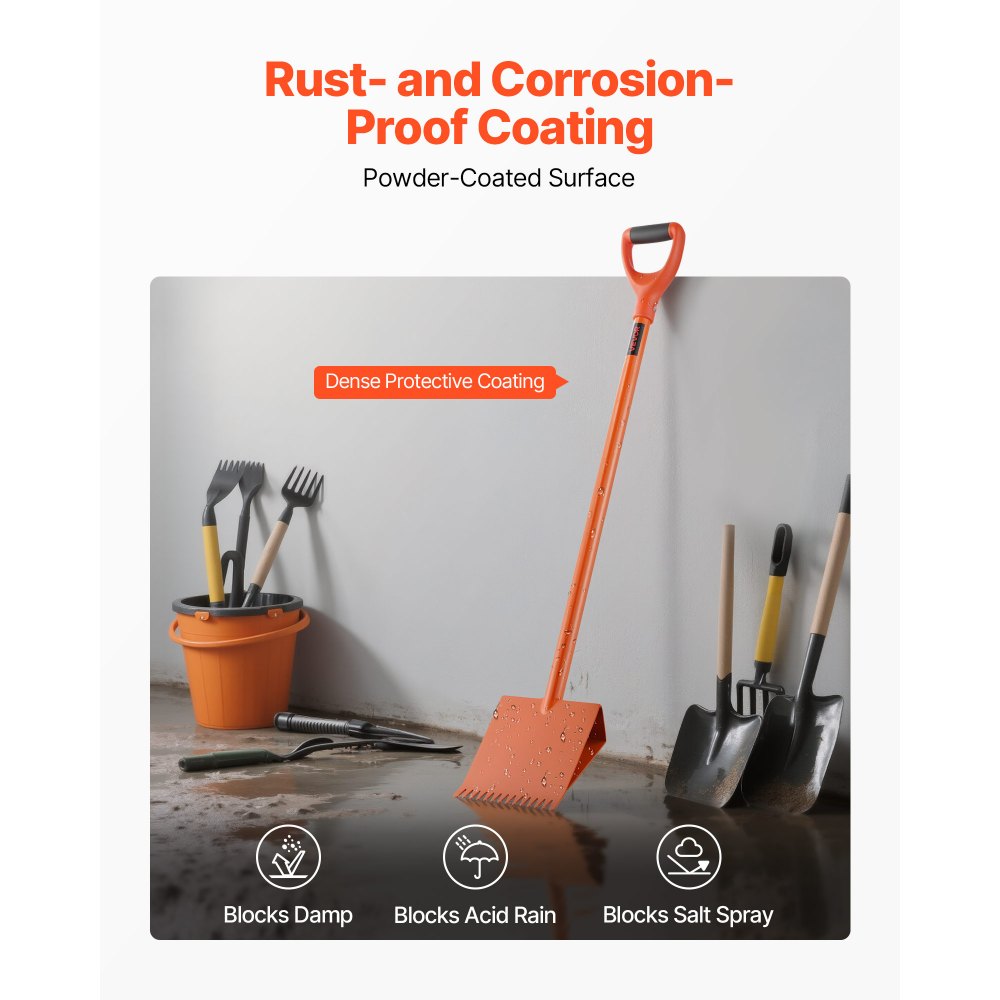 VEVOR Shingle Shovel 1 Pack, D-Grip Handle Shingle Roof Ripper, High Hardness 45# Steel & Lightweight Easy Tearing Off Roofing & Nails Tool, ideal for Commercial and Residential Use,Orange
