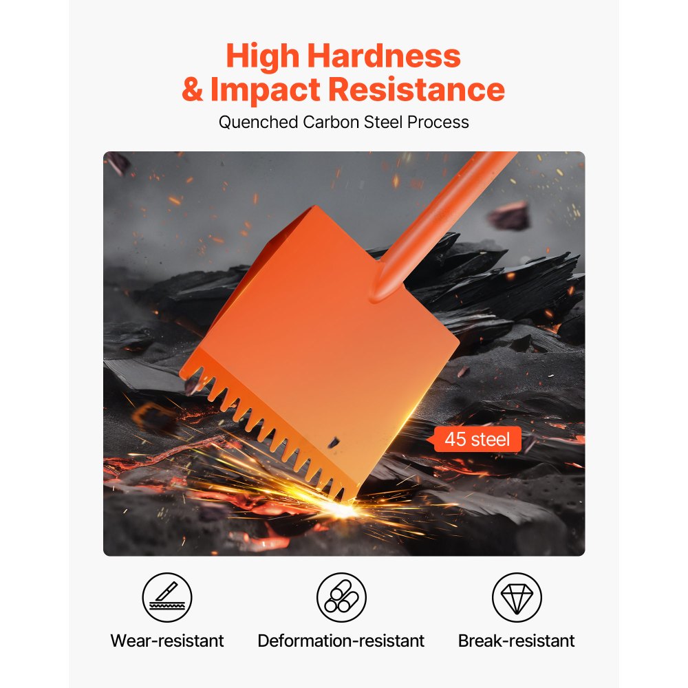 VEVOR Shingle Shovel 4 Pack, D-Grip Handle Shingle Roof Ripper, High Hardness 45# Steel & Lightweight Easy Tearing Off Roofing & Nails Tool, ideal for Commercial and Residential Use,Orange