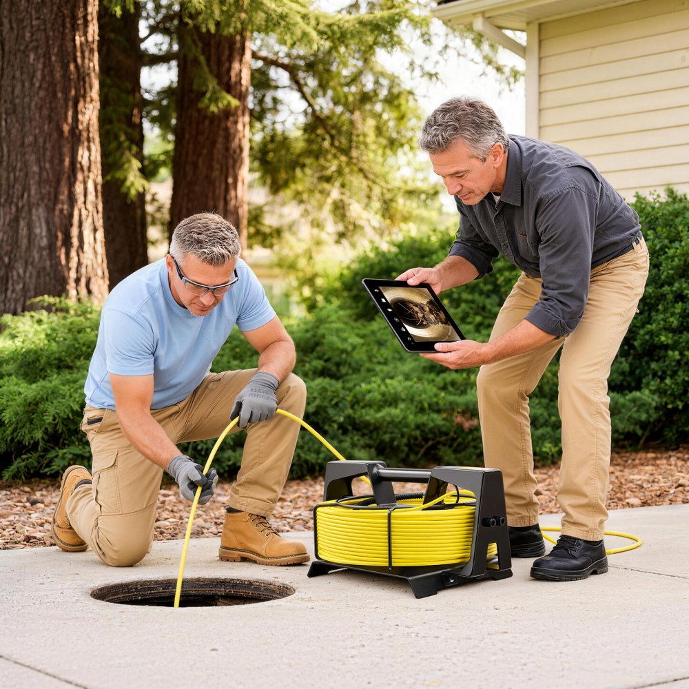 VEVOR 2026 Upgraded Sewer Camera with WiFi, 98.4ft/30m Drain Pipeline Camera, IP68 Snake Plumbing Cameras with Light- 12 LEDS, Wireless WiFi Connectivity to Phone/Tablet for Sewer Duct Pipe Inspection