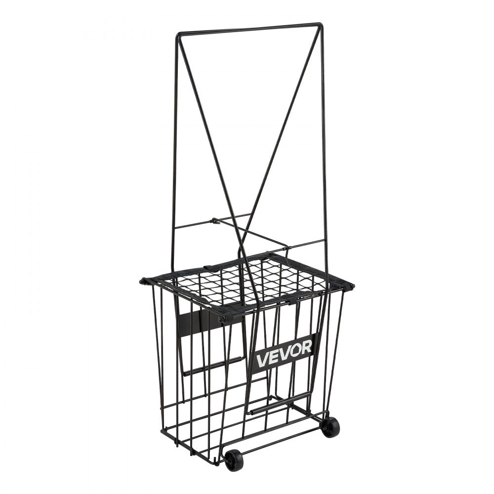 VEVOR Tennis Ball Hopper, Holds 75 Tennis Balls, Pickleball Basket Cart with Wheels for Easy Pick Up, Portable Pickleball Caddy with Heavy-Duty Construction, Handle, for Training Carrying Storage