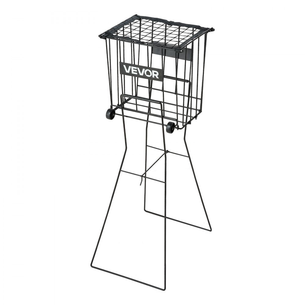 VEVOR Tennis Ball Hopper, Holds 75 Tennis Balls, Pickleball Basket Cart with Wheels for Easy Pick Up, Portable Pickleball Caddy with Heavy-Duty Construction, Handle, for Training Carrying Storage