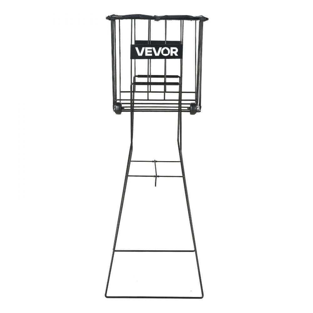VEVOR Tennis Ball Hopper, Holds 75 Tennis Balls, Pickleball Basket Cart with Wheels for Easy Pick Up, Portable Pickleball Caddy with Heavy-Duty Construction, Handle, for Training Carrying Storage