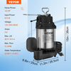 VEVOR Sump Pump, 1/2 HP 3960 GPH, Submersible Stainless Steel Water Pump, 1-1/2" NPT Discharge With 33 ft Cord, Automatic Float Switch with Piggy-back Plug, for Indoor Basement Water Basin