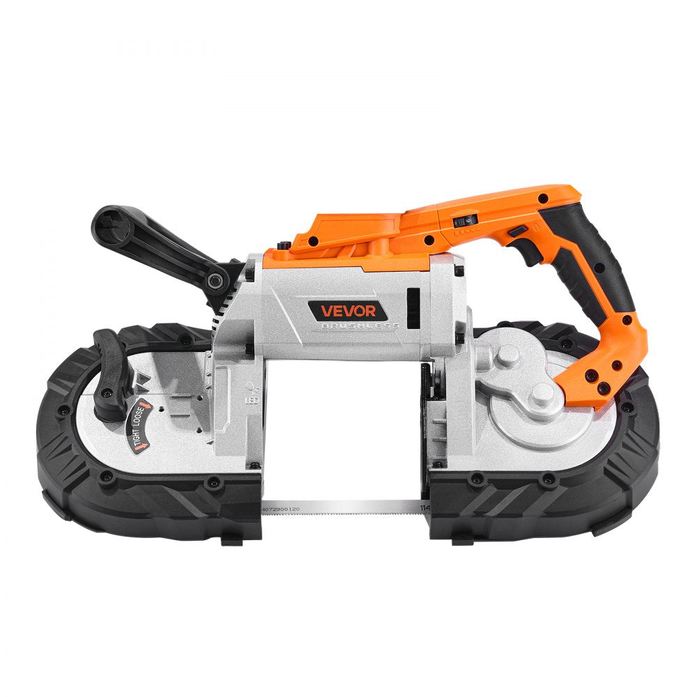 VEVOR 20V Portable Band Saw, 5 Inches Deep Cut, 360W Bandsaw with Brushless Motor, Cordless and Compact Portaband, Hang Hooks, 0-120 m/min Variable Speed, for Cutting Metal, Wood (Bare Tool Only)