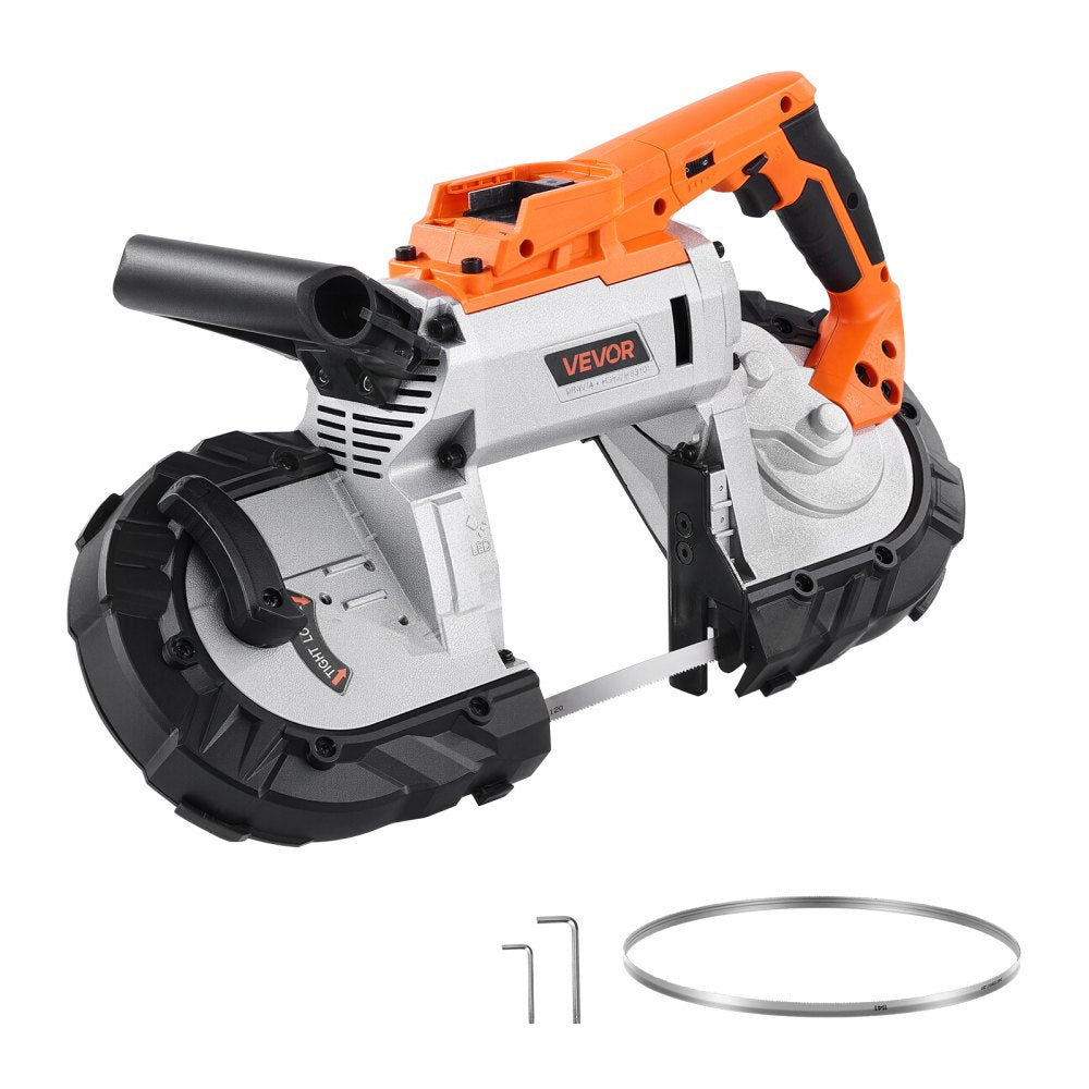 VEVOR 20V Portable Band Saw, 5 Inches Deep Cut, 360W Bandsaw with Brushless Motor, Cordless and Compact Portaband, Hang Hooks, 0-120 m/min Variable Speed, for Cutting Metal, Wood (Bare Tool Only)