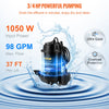VEVOR Submersible Sewage Pump, 3/4 HP, 5880 GPH, 1050W, Durable Cast Iron, Includes 2" Outlet and 10 ft Piggy-back Float Switch, Ideal for Septic Tanks, Basements