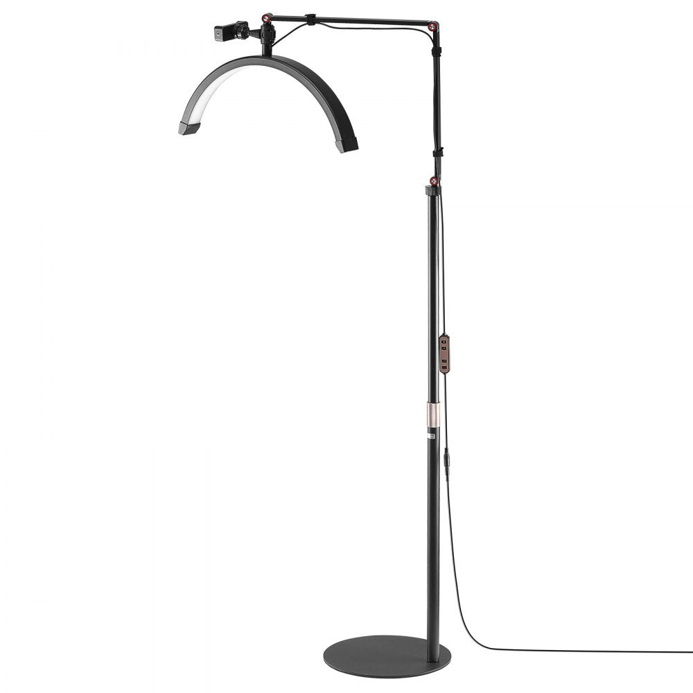 VEVOR Half Moon Light for Esthetician, 2 in 1 LED Floor and Desk Lamp Lash Light for Eyelash Extensions, Arched Eyelash Lamp with Phone Holder, Remote Control, for Beauty, Skincare, Eyebrows, Tattoo