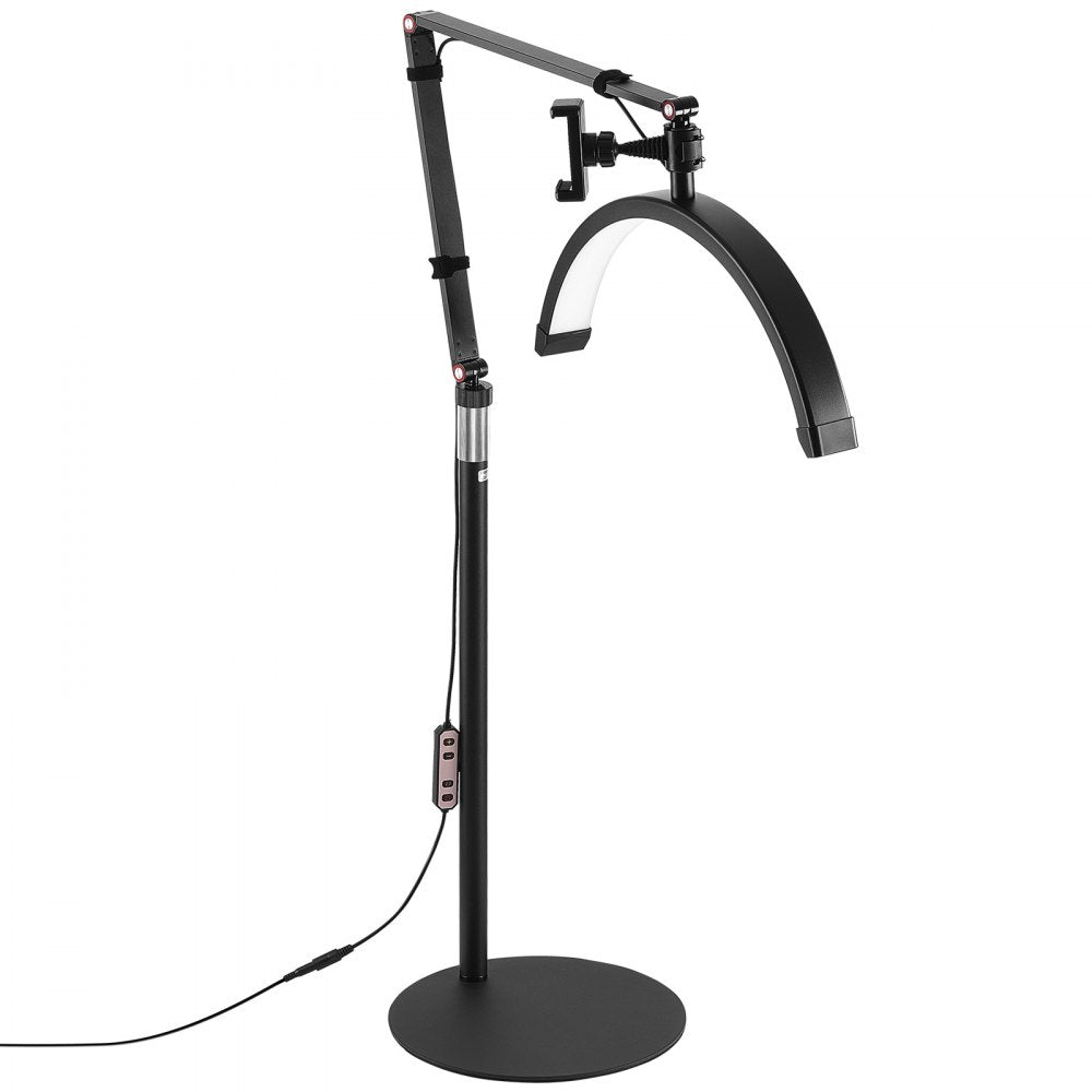 VEVOR Half Moon Light for Esthetician, 2 in 1 LED Floor and Desk Lamp Lash Light for Eyelash Extensions, Arched Eyelash Lamp with Phone Holder, Remote Control, for Beauty, Skincare, Eyebrows, Tattoo