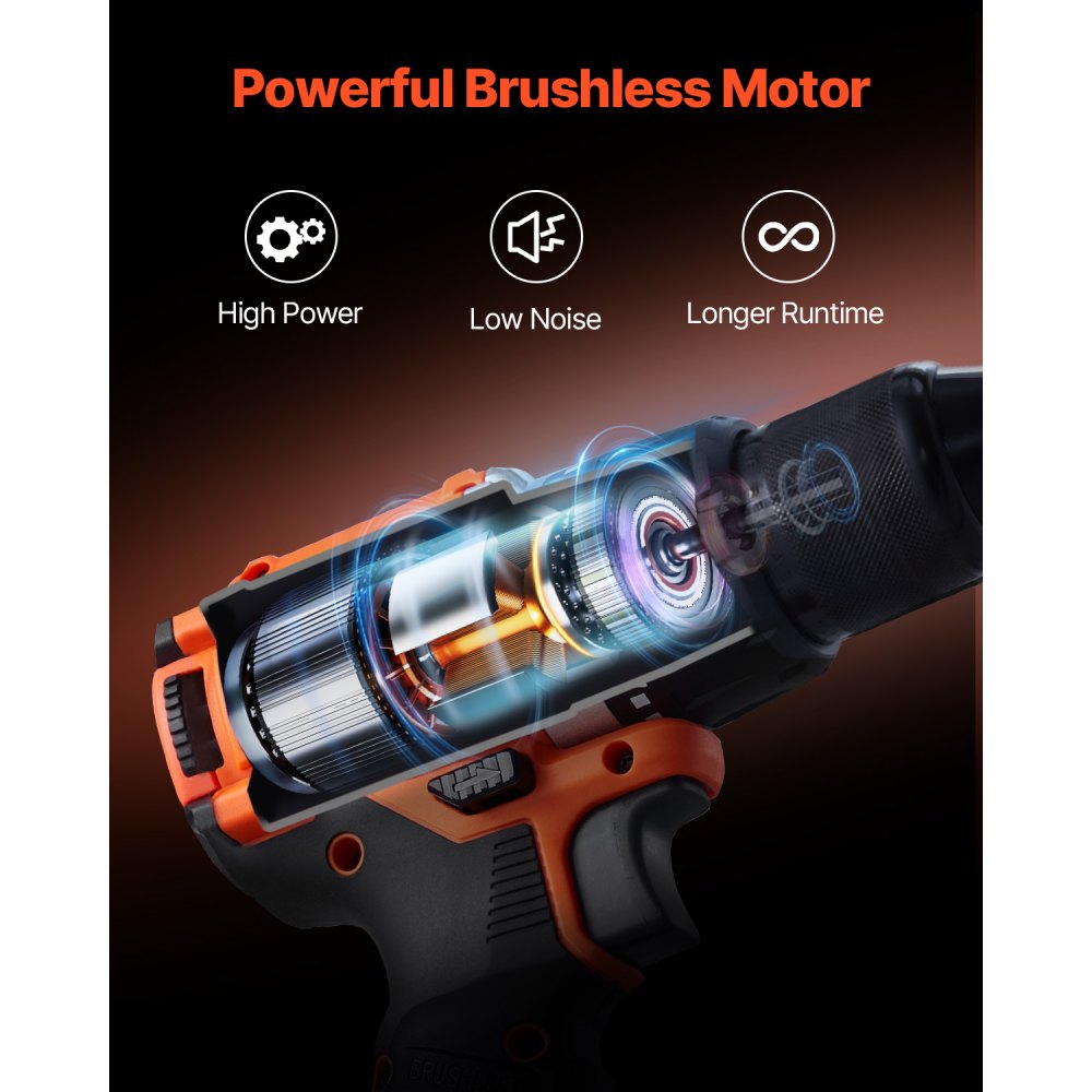 VEVOR Tool Combo Kit, 20V Max Cordless 2-Tool Combo Kit, with 1/2 in Drill, 1/4 in Impact Driver, Compact Cordless Power Tool Combo Kit with 2.0 Ah Batteries, Screws, One Charger and One Cloth Bag
