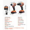 VEVOR Tool Combo Kit, 20V Max Cordless 2-Tool Combo Kit, with 1/2 in Drill, 1/4 in Impact Driver, Compact Cordless Power Tool Combo Kit with 2.0 Ah Batteries, Screws, One Charger and One Cloth Bag