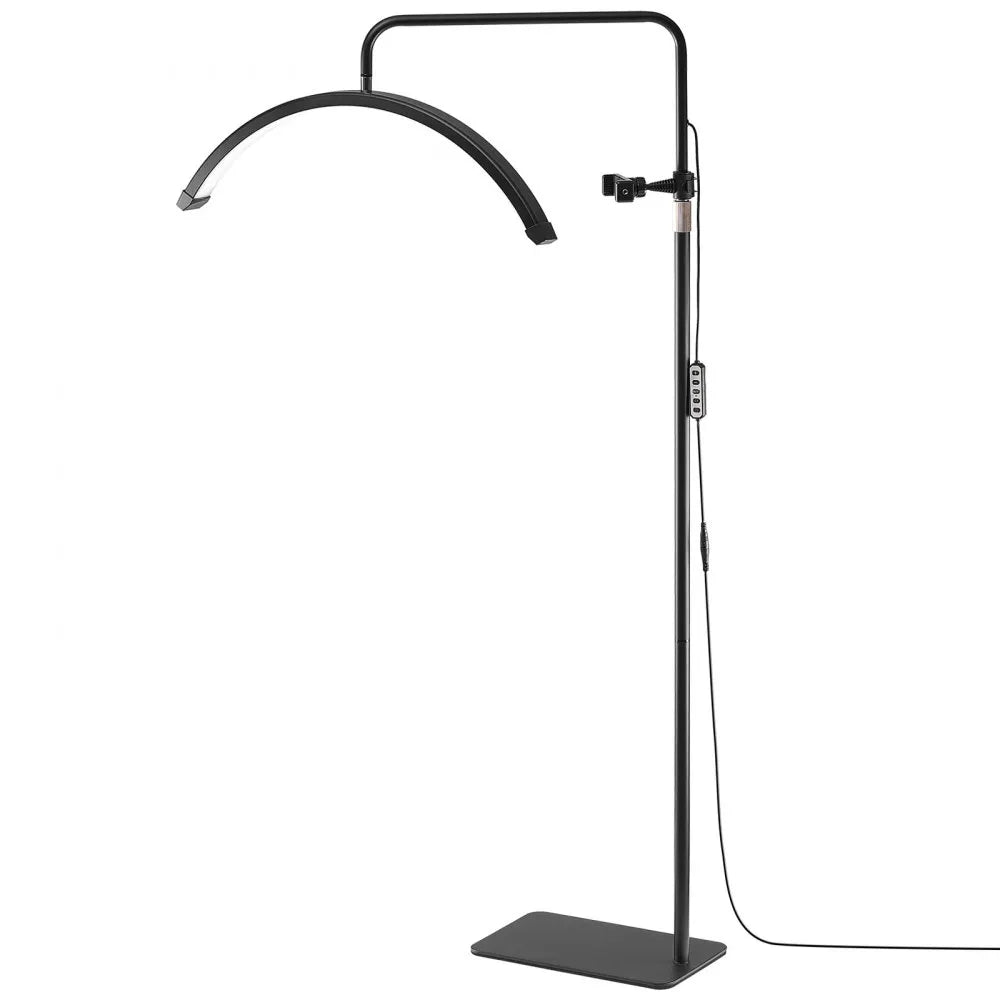 VEVOR Half Moon Light for Esthetician, 23 inch Dimmable LED Floor Lamp Lash Light for Eyelash Extensions, Arched Eyelash Lamp with Phone Holder, Remote Control, for Beauty, Skincare, Eyebrows, Tattoo