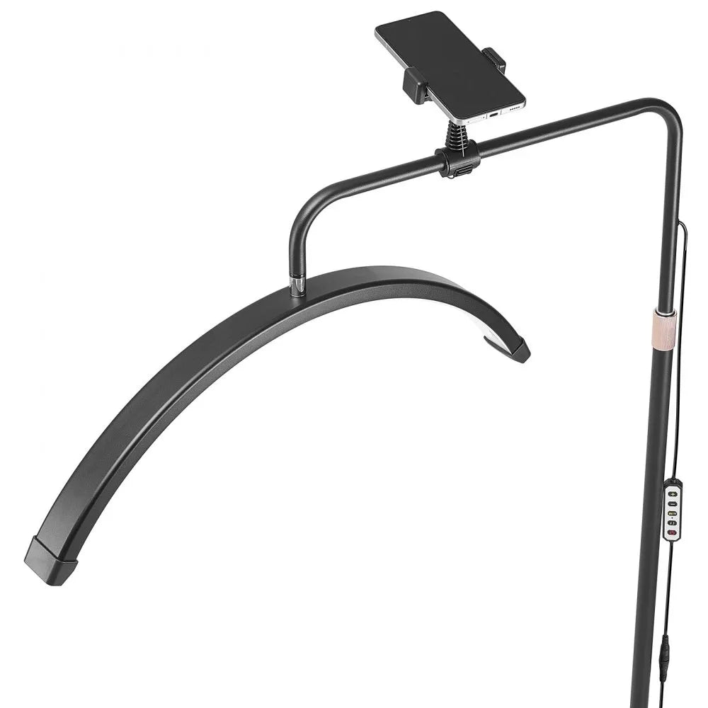 VEVOR Half Moon Light for Esthetician, 23 inch Dimmable LED Floor Lamp Lash Light for Eyelash Extensions, Arched Eyelash Lamp with Phone Holder, Remote Control, for Beauty, Skincare, Eyebrows, Tattoo