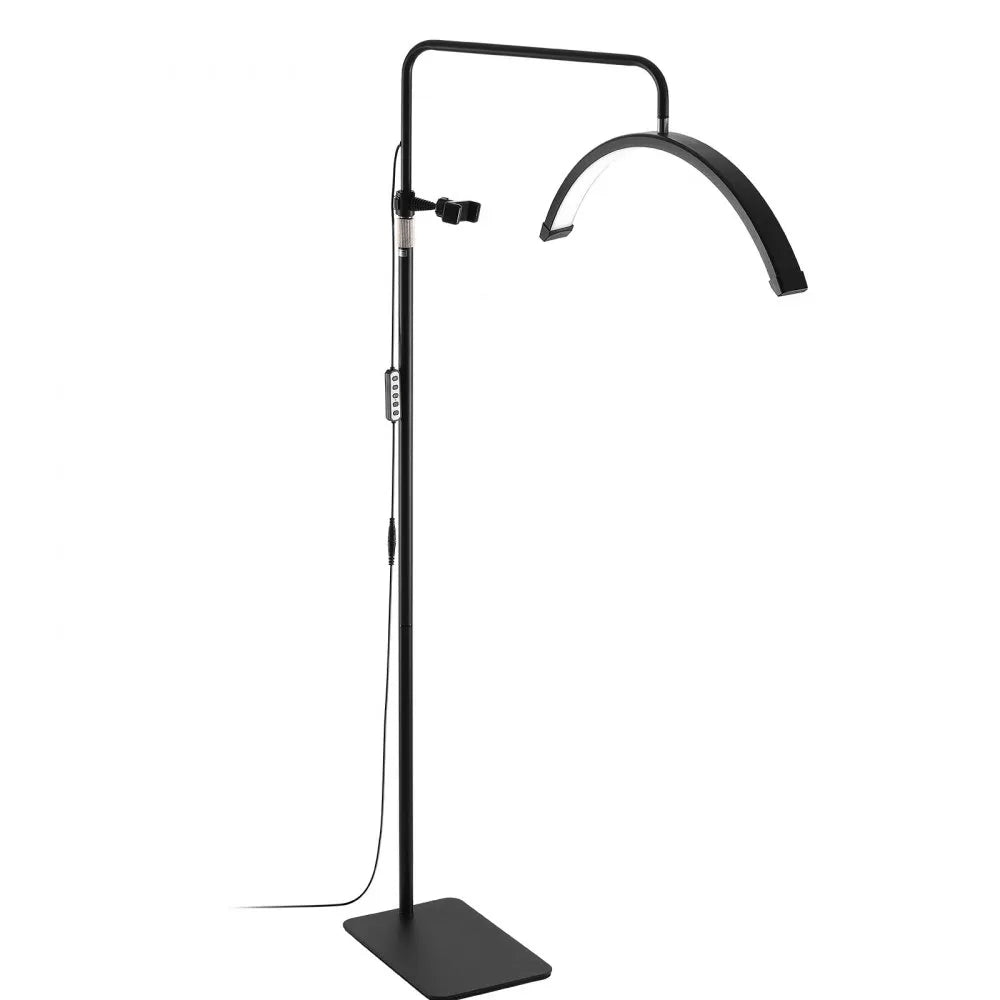 VEVOR Half Moon Light for Esthetician, 23 inch Dimmable LED Floor Lamp Lash Light for Eyelash Extensions, Arched Eyelash Lamp with Phone Holder, Remote Control, for Beauty, Skincare, Eyebrows, Tattoo