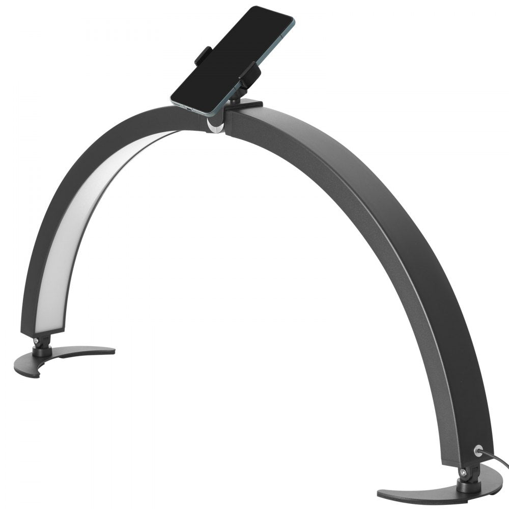 VEVOR Nail Desk Light, 40 W Half Moon Desk Lamp with Phone Holder, Adjustable Brightness and Color Temperature, Arched LED Table Light for Nail Tech, Tattoo Artists, Beauty, Eyelash Extensions