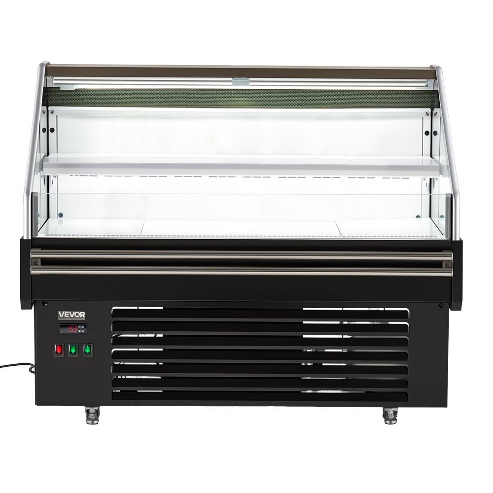 VEVOR Open Air Merchandiser, 4.6 cu. ft. Shelving Commercial Refrigerator, Grab and Go Fan Cooling Display Cooler, with LED Lighting, Night Curtain, Horizontal for Restaurants, Stores, Office