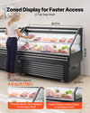 VEVOR Open Air Merchandiser, 4.6 cu. ft. Shelving Commercial Refrigerator, Grab and Go Fan Cooling Display Cooler, with LED Lighting, Night Curtain, Horizontal for Restaurants, Stores, Office
