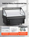 VEVOR Open Air Merchandiser, 4.6 cu. ft. Shelving Commercial Refrigerator, Grab and Go Fan Cooling Display Cooler, with LED Lighting, Night Curtain, Horizontal for Restaurants, Stores, Office